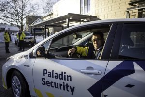 three Paladin Security mobile guards on patrol